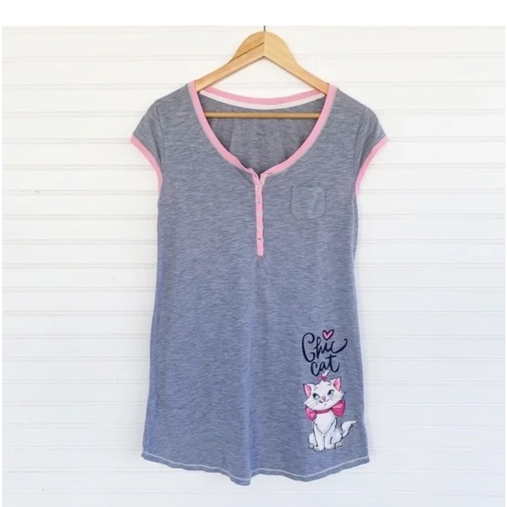 Disney Aristocats Gray and Pink Pajama Top